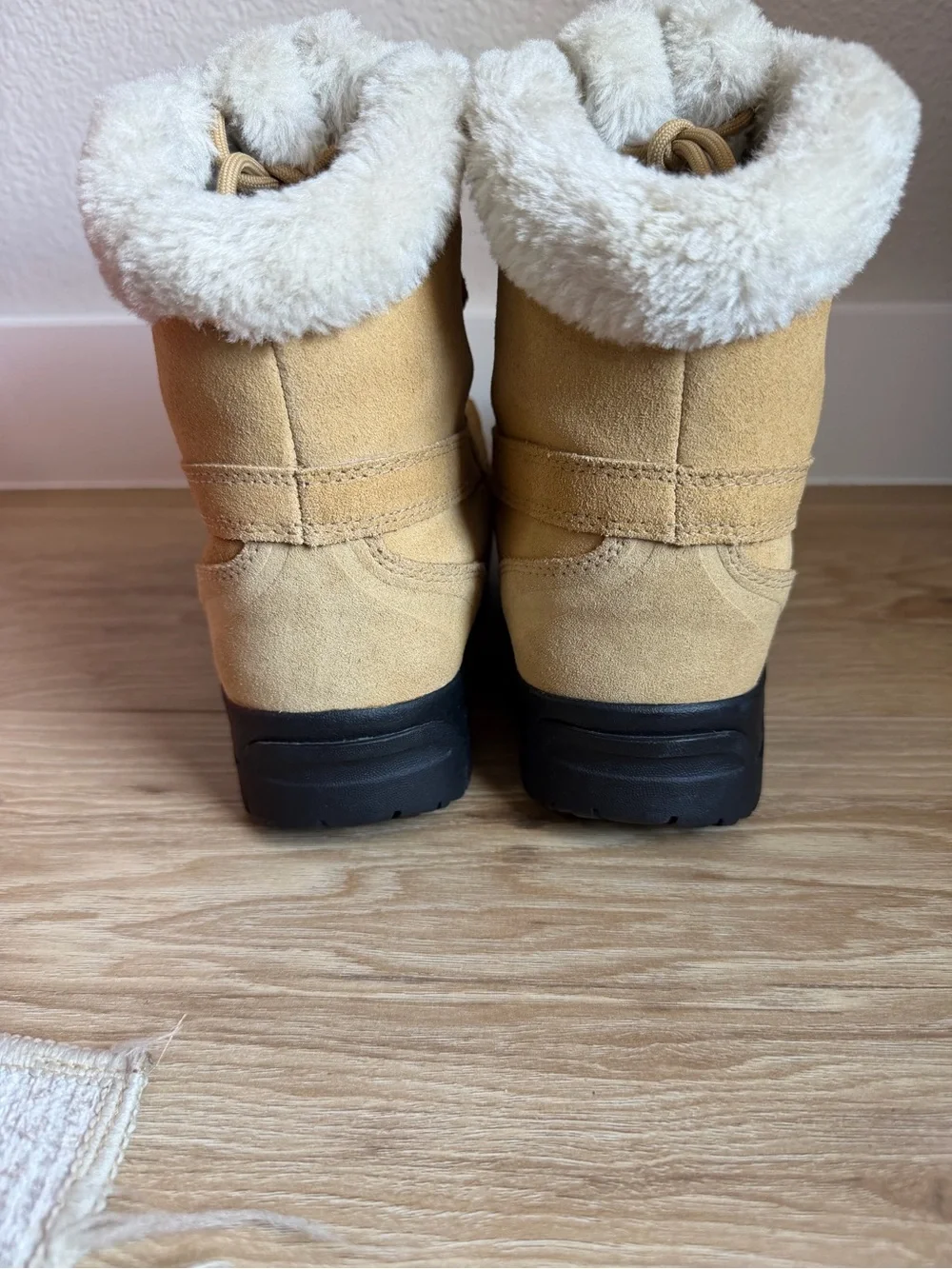 Sorel Tan Suede Winter Boots with Cream Faux-Fur Cuff